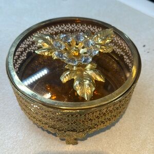 Vintage MCM gold finish Jewelry Box